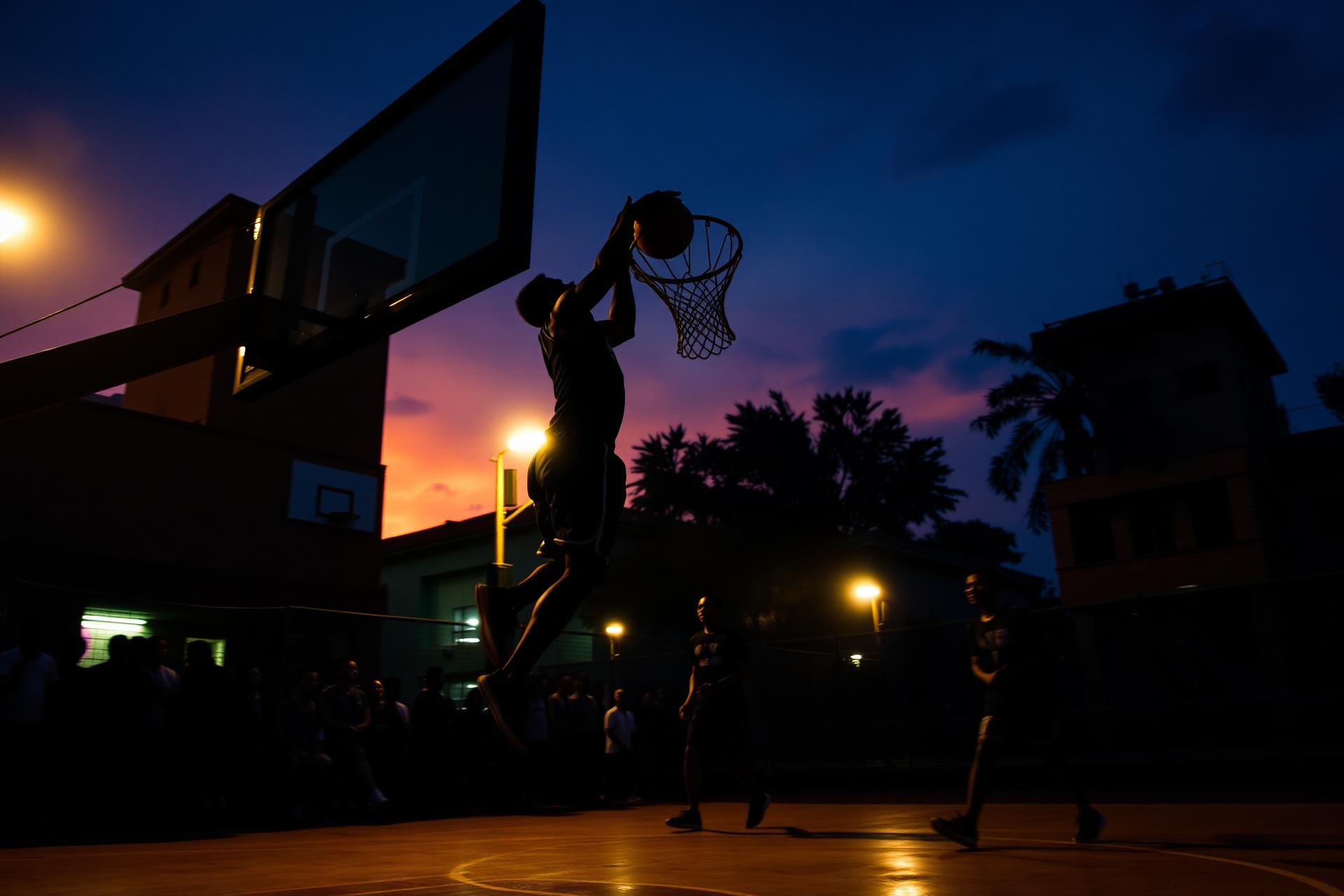 3x3 basketball at sunset in Nairobi